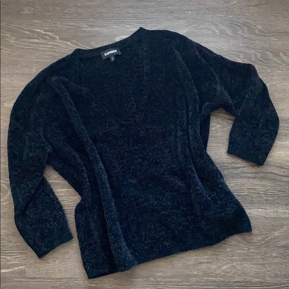 Express Sweaters - Express Chenille Black Sweater